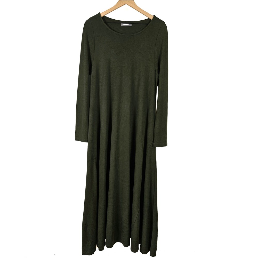 Alembika Essential Maxi Knit Dress Sz 3 10-12 Green Long Sleeve